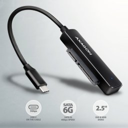 2.5" HDD SSD adapter mobilrack USB-C 3.2 Gen1 fekete AXAGON (ADSA-FP2C)