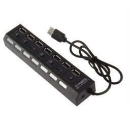 7 portos kapcsolhat USB hub - Fekete