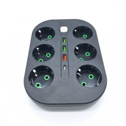 Hlzati eloszt 6 db konnektor aljzattal, 3 db USB-vel s 1 db USB-C-vel / 2 m hosszabbt