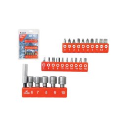 EXTOL PREMIUM bit klt. 26db CV.-Mo ; PH,PZ,lapos,torx, hexagonlis, mgn. bittart, dugkulcsok