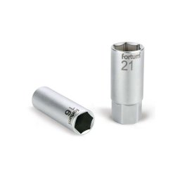 FORTUM gyertyakulcs dugfej 1/2', 61CrV5; 21mm, gumrozott FORTUM