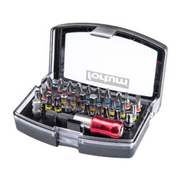 FORTUM bit klt., 32db ; 1/4"25mm bit, S2 acl (lapos,PH,PZ,Imbusz,Torx, lyukasTorx), 1db mgneses bittart, 1 db adapter