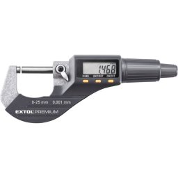EXTOL PREMIUM digitlis mikromter; felbontsmrsi tartomny: 0,00125 mm, kemnyfm mrfellet, pontossg ?0,002 mm