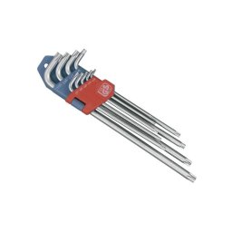 EXTOL PREMIUM torx kulcs klt. 9db, extra hossz; T10-T50, hossz szr: tmr, rvid szr: lyukas, CV., 90-225mm