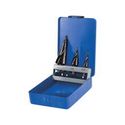 EXTOL CRAFT lpcss fmfr klt. 3db; (4-12mm/1mm lpcsk,4-20mm/2mm,4-32mm/2mm) befogs:10mm, max.4mm vastag anyagokhoz, spirl