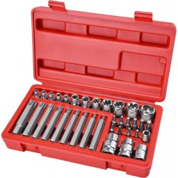 EXTOL PREMIUM BIT s dugkulcs klt. 35 db TORX, 1/4"+8mm+10mm+12mm BIT-ek, 1/4"+3/8" dugfejek, adapterek C.V. acl, manyag dobozban