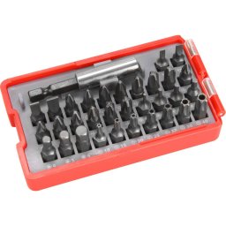 EXTOL PREMIUM behajt klt. 33 db Cr.V., lapos:3-6mm, PH1-3, PZ1-3, HEX 1,5-6mm, TTa 10-40, vre akaszthat manyag tartban