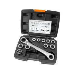 EXTOL PREMIUM racsnis csillag kulcs klt. 11db; cserlhet bettekkel: 8-19mm CrV. 72 foggal, 2 irny forgs