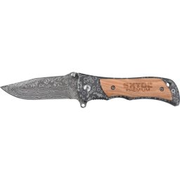 EXTOL PREMIUM zsebks (bicska), rozsdamentes acl penge damaszk mintval, fa bettes nyl, teljes/sszecsukott hossz.:160/90 mm