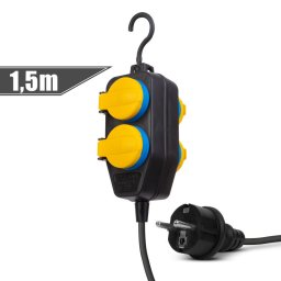 Delight Kltri eloszt fedllel - 1,5 m - 4 x 230V - 3 x 1,5 mm2, gumi - IP44