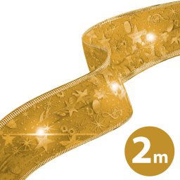 Family Karcsonyi LED-es szalag - arany - 2 m x 5 cm - 2 x AA