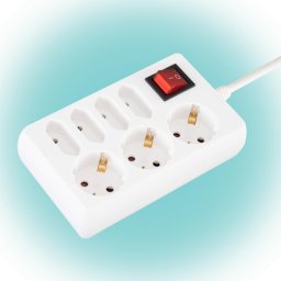 Home NV 17/WH hlzati eloszt, 1,5 m, H05VV-F 3G1,0 mm2 kbel, kapcsols, IP20 kivitel, 3 vdrintkezs s 4 euro aljzat, max.