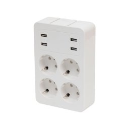 Home NV 4 USB tlcs USB-s eloszt, 4 fldelt aljzat, 4 USB aljzat ssz 2,4A, elforgathat csatlakozdug, max.3680W,