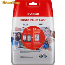 Canon PG-545XL/CL-546XL Multipack fekete+színes (8286B006) eredeti tintapatron + 50db fotópapír (1 év garancia)