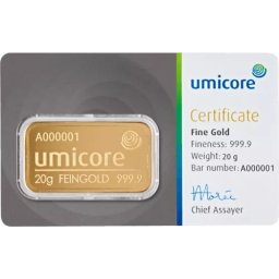 Umicore - 20g - befektetési aranylap