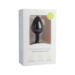 EasyToys Diamond - fehér köves anál plug (kicsi, fekete)