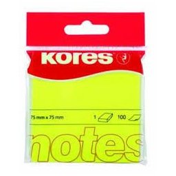 Öntapadós betét 75x75mm sárga neon 100 lap Kores