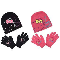 Hello Kitty téli kötött sapka kesztyű szett/2db