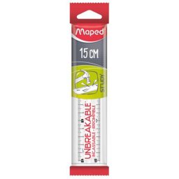 MAPED Vonalzó, műanyag, törhetetlen, 15 cm, MAPED "Study Unbreakable", átlátszó