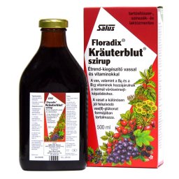Salus Krauterblut Floradix étrendkiegészítő szirup vassal és vitaminokkal, 500 ml