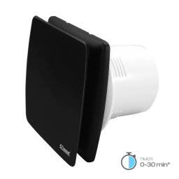 Commel elszívó ventilátor 120 mm, időzítővel, záró lamellával, golyóscsapágyas fekete 16 W, 160 m?/h , 34 dB