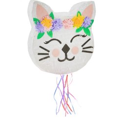 Pináta, cica virágokkal, 33 x 35 x 7.5 cm