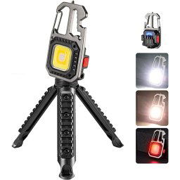 Mini Multifunkciós Akkumulátoros Led Lámpa 3 lábú tripod tartóval Kulcstartós karabinerrel - W5138