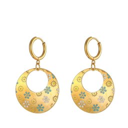 Kör és virágok nemesacél fülbevaló, arany bevonattal