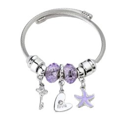 Pandora stílusú nemesacél karkötő, tengeri csillag charmmal