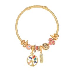 Gonosz szem, Pandora stílusú nemesacél karkötő - pink