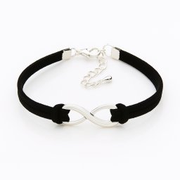 Bőr végtelen jeles karkötő (fekete)