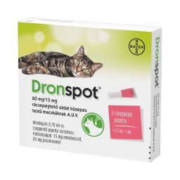 Dronspot 60 mg/15 mg rácsepegtető oldat közepes testű macskáknak a.u.v. 2x