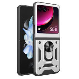 RING Védőburkolat tartóval Motorola Razr 40 Ultra ezüst