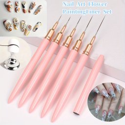 5db Rzsaszn/fekete Nail Art Ecsetek A Rszletekrt, Long Nail Art Line Ecsetek Manikrzsel Finom Mintkhoz