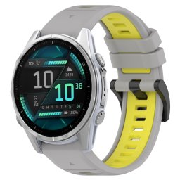 SPORT Cserélhető szilikon szíj Garmin Fenix 8 43mm szürke-sárga