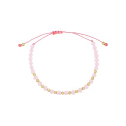 Extra olcsó arany golyós opak rózsaszín órakísérő karlánc 14k