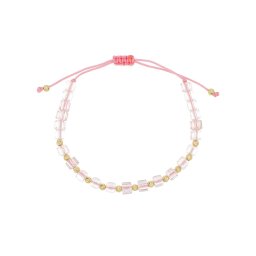 Extra olcsó arany golyós áttetsző rózsaszín órakísérő karlánc 14k