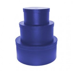 Kalapdoboz kerek papír 25cm,20cm,15cm sötétkék [3 db]