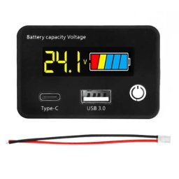 Beépíthető Kapacítás és Feszültségmérő Dc 8-30v-ig Usb (5776)
