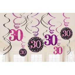 Happy Birthday Pink 30 Szalag dekoráció 12 db-os szett