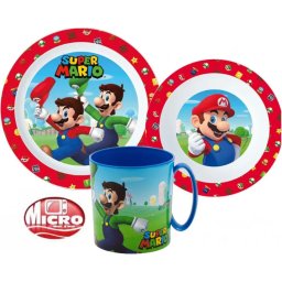Super Mario étkészlet, micro műanyag szett 350 ml-es bögrével Nr2