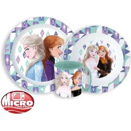 Disney Jégvarázs Ice Magic étkészlet, micro műanyag szett 350 ml-es bögrével