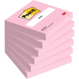 3M POSTIT Öntapadó jegyzettömb, 76x76 mm, 6x100 lap, 3M POSTIT, rózsaszín