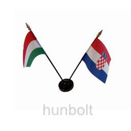 Nemzeti és Horvát zászlók asztali tartóval