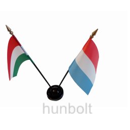 Nemzeti és Luxemburg zászlók asztali tartóval