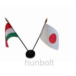 Nemzeti és Japán zászlók asztali tartóval