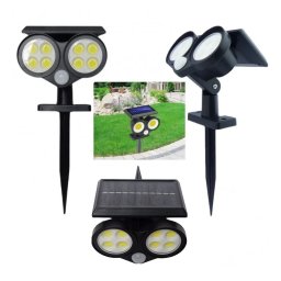 Napelemes és mozgásérzékelős kerti COB LED lámpa 64 leddel - fekete (LF-1906B)