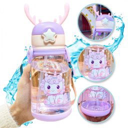 UNICORN szívószálas műanyag kulacs 600 ml