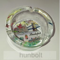 Budapest- Országház-Lánchíd-Budai vár mintás üveg hamutál 8,5 cm
