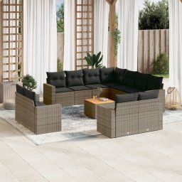 vidaXL 12 részes szürke polyrattan kerti ülőgarnitúra párnákkal